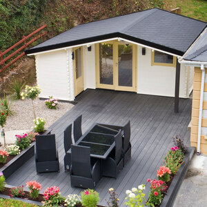 Casas de Madera Prefabricadas Galapagar - Diáfana - 11 m2 - Modelo Wolfgang - Cabaña de madera WOLFGANG blanco/negro