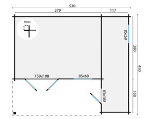 Casas de Madera Prefabricadas Galapagar - Diáfana - 11 m2 - Modelo Wolfgang - Cabaña de madera WOLFGANG plano
