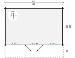 Casas de Madera Prefabricadas Tordesillas - Diáfana - 14 m2 - Modelo Rome-Rika - Caseta ROME - Hobycasa plano