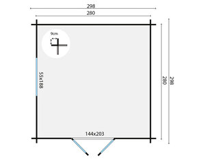 Casas de Madera Vedra - Diáfana - 8 m2 - Modelo Bodine - Casas madera BODINE - PLANO