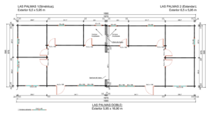 Casas Prefabricadas de Madera Baleares - 6 dormitorios - 100 m2 - CASA DE MADERA LAS PALMAS 50M2 - 44MM - PLANO