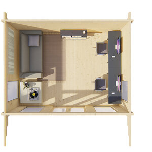 Casas de Madera Lejona - Diáfana - 16 m2 - Modelo Mia - Casas de madera MIA RENDER INTERIOR