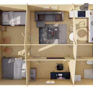 Casas de Madera Prefabricadas Málaga - 3 dormitorios - 48 m2 - CASAS PREFABRICADAS MALAGA 45MM - INTERIOR