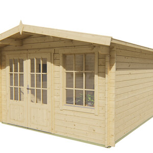 Casas de Madera Prefabricadas Sabadell - 14 m2 - Diáfana - Modelo Alex - Casa de madera moderna 350X450- 40MM ALEX FRONTAL