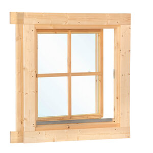 Ventana para casa madera L2 de 92x92 cms - Doble acristalamiento (28-70mm) - Ventana L2 para casa de madera 92x92 CMS - LATERAL ABIERTA