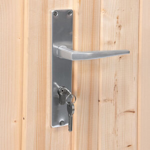 Puerta ciega para cabañas de 190x83 cms  (28 - 44mm). - Puerta ciega para cabañas de 28a 45 mm  de 190x83 cms MANILLA