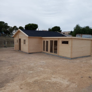 Casas Prefabricadas de Madera Asturias - 3 dormitorios - 70 m2 - Casas prefabricadas Asturias - 70 m2 vista lateral incoloro
