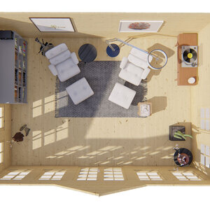 Casas de Madera Prefabricadas Huesca - Diáfana - 20 m2 - Modelo Clockhouse - Cabañas de madera originales CLOCKHOUSE - INTERIOR