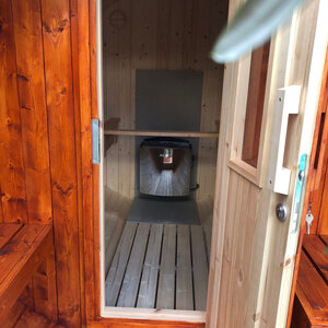 Sauna Barril de Abeto - 205 diámetro - 250 cms de largo - SAUNA BARRIL DE ABETO DE DIAMETRO 195 Y 250 CMS DE LARGO - CALENTADOR