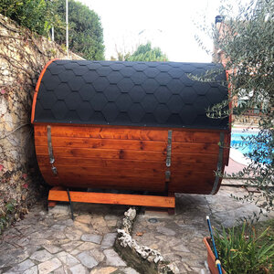 Sauna Barril de Abeto - 205 diámetro - 250 cms de largo - SAUNA BARRIL DE ABETO DE DIAMETRO 195 Y 250 CMS DE LARGO - LATERAL
