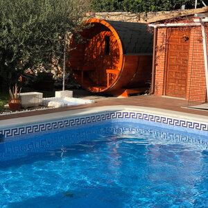 Sauna Barril de Abeto - 205 diámetro - 250 cms de largo - SAUNA BARRIL DE ABETO DE DIAMETRO 195 Y 250 CMS DE LARGO - PISCINA