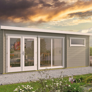 Casas de Madera Prefabricadas Denia - 1 dormitorio - 22 m2 - Modelo Flow - Casas de madera modernas FLOW gris