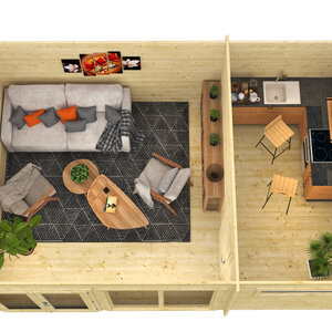 Casas de Madera Prefabricadas Denia - 1 dormitorio - 22 m2 - Modelo Flow - Casas de madera modernas FLOW interior