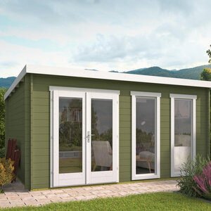Casas de Madera Elche - 18 m2 - Diáfana - Modelo Annabel - Casas de madera ANNABEL - HOBYCASA - verde