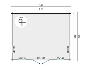 Casas de Madera Prefabricadas Calpe - 28 m2 - Diáfana - Casa de Madera 28m2 - 44MM - 595X500CM - CALPE - PLANO