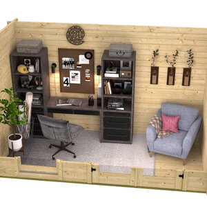 Casas de Madera Prefabricadas Benidorm - Diáfanas - 6 m2 - Modelo Harriot - Caseta de madera BENIDORM moderna - 400x200 cms - 40 mm - OFICINA