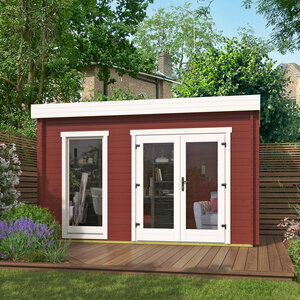 Casas de Madera Prefabricadas Benidorm - Diáfanas - 6 m2 - Modelo Harriot - Caseta de madera BENIDORM moderna - 400x200 cms - 40 mm - ROJO