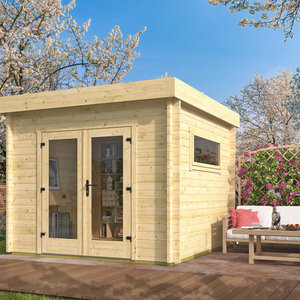 Casas de Madera Prefabricadas Begur - Diáfana - 8 m2 - Modelo Jamie - Oficina prefabricada para jardín BEGUR - 300x300 cms - 40 mm - INCOLORO