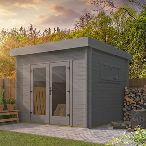 Casas de Madera Prefabricadas Begur - Diáfana - 8 m2 - Modelo Jamie - Oficina prefabricada para jardín BEGUR - 300x300 cms - 40 mm - NEGRA