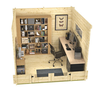 Casas de Madera Prefabricadas Begur - Diáfana - 8 m2 - Modelo Jamie - Oficina prefabricada para jardín BEGUR - 300x300 cms - 40 mm - OFICINA