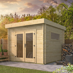 Casas de Madera Prefabricadas Begur - Diáfana - 8 m2 - Modelo Jamie - Oficina prefabricada para jardín BEGUR - 300x300 cms - 40 mm - PORTADA