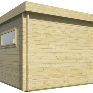 Casas de Madera Prefabricadas Begur - Diáfana - 8 m2 - Modelo Jamie - Oficina prefabricada para jardín BEGUR - 300x300 cms - 40 mm - TRASERA
