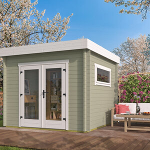 Casas de Madera Prefabricadas Begur - Diáfana - 8 m2 - Modelo Jamie - Oficina prefabricada para jardín BEGUR - 300x300 cms - 40 mm - VERDE