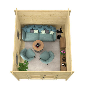 Casas de Madera Portbou - Diáfana - 9 m2 - Modelo Lee - Oficina prefabricada rectangular PORTBOU - 300x350 cms - 40 mm - INTERIOR