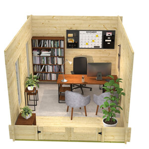 Casas de Madera Portbou - Diáfana - 9 m2 - Modelo Lee - Oficina prefabricada rectangular PORTBOU - 300x350 cms - 40 mm - OFICINA
