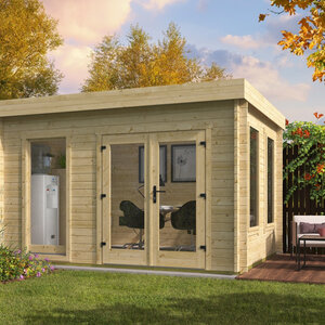Casas de Madera Prefabricadas Cullera - Diáfanas - 10 m2 - Modelo Jason - Oficina de madera moderna CULLERA - 400x300 cms - 40 mm - Incoloro