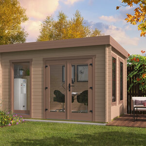 Casas de Madera Prefabricadas Cullera - Diáfanas - 10 m2 - Modelo Jason - Oficina de madera moderna CULLERA - 400x300 cms - 40 mm - Roble