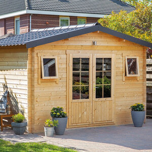 Casas de Madera Prefabricadas Álava - 10,6 m2 - Diáfana - Modelo Juha - Caseta de madera JUHA 28MM - 400x300 cms JARDÍN