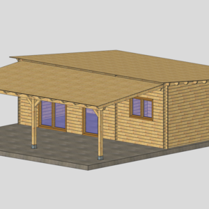 Casas de Madera Prefabricadas Las Palmas - 3 dormitorios - 50 m2 - CASA DE MADERA LAS PALMAS 50M2 - 44MM - UNIÓN PORCHE