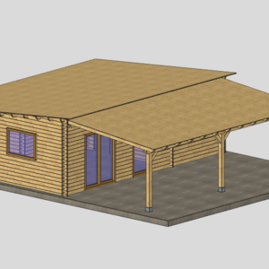 Casas de Madera Prefabricadas Las Palmas - 3 dormitorios - 50 m2 - CASA DE MADERA LAS PALMAS 50M2 - 44MM - ANEXO PORCHE