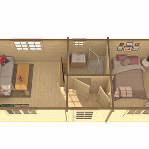 Casas Prefabricadas de Madera Girona - 1 dormitorio - 25 m2 - Modelo Ava - Casa de madera AVA - INTERIOR