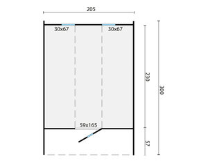 Sauna Barril de Abeto - 205 diámetro - 300 cms de largo - SAUNA BARRIL DE ABETO DE DIAMETRO 205 Y 300 CMS DE LARGO - PLANO