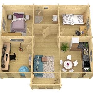 Casas Prefabricadas de Madera Alcalá - 2 dormitorios - 55 m2 - Casas Prefabricadas de Madera Alcalá - 2 dormitorios - 54 m2 - DISTRIBUCIÓN 3ª HABITACIÓN