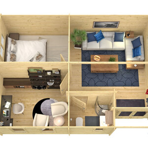 Casas Prefabricadas de Madera Talavera - 2 dormitorios - 48 m2 - Casas Prefabricadas de Madera Talavera - 2 dormitorios - 45 m2 - INTERIOR