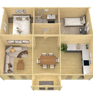 Casas Prefabricadas de Madera Alcalá - 2 dormitorios - 55 m2 - Casas Prefabricadas de Madera Alcalá - 2 dormitorios - 54 m2 - INTERIOR