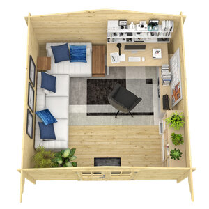 Casas de madera Palma - 14 m2 - Diáfana - Modelo Torrent - Casitas de madera TORRENT interior