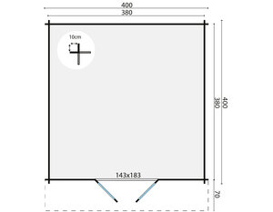 Casas de madera Palma - 14 m2 - Diáfana - Modelo Torrent - Casitas de madera TORRENT plano