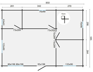 Casas de Madera Prefabricadas Las Palmas - 3 dormitorios - 50 m2 - CASA DE MADERA LAS PALMAS 50M2 - 44MM - PLANO