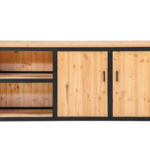 Mueble de cocina para exterior en madera y acero - 180 cms - Mueble de cocina para exterior en madera y acero - 180 cms - Frontal