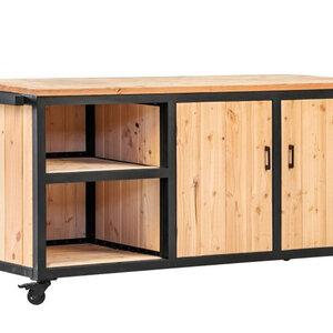 Mueble de cocina para exterior en madera y acero - 180 cms - Mueble de cocina para exterior en madera y acero - 180 cms - Exterior