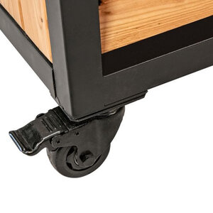 Mueble de cocina para exterior en madera y acero - 180 cms - Mueble de cocina para exterior en madera y acero - 180 cms - Ruedas
