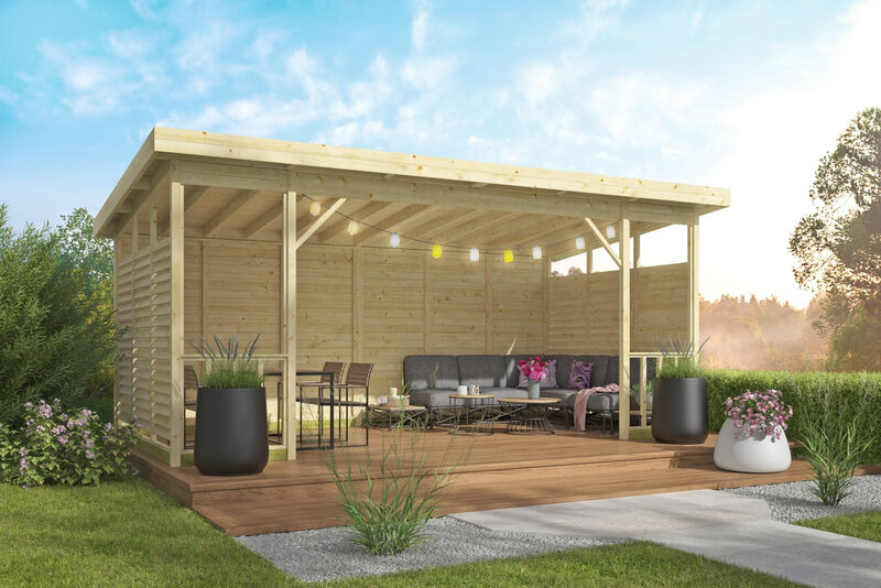 Cenador moderno Kristina - Techo plano - 560x284 cms