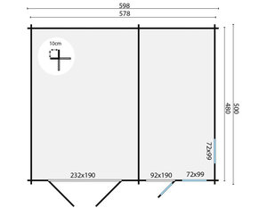 Almacén de madera Moa - Diáfano - 16 m2 - Garaje MOA - plano