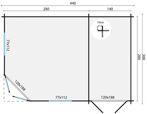 Casas de Madera Prefabricadas Puertollano - Diáfana - 8 m2 - Modelo Sigrid - Casas prefabricadas de madera SIGRID - HOBYCASA plano