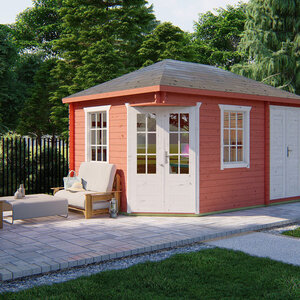 Casas de Madera Prefabricadas Puertollano - Diáfana - 8 m2 - Modelo Sigrid - Casas prefabricadas de madera SIGRID - HOBYCASA naranja