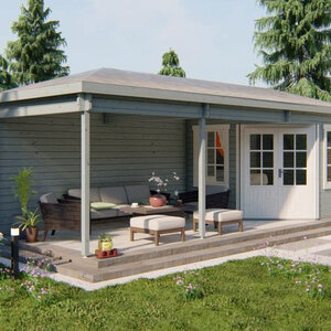 Casas de Madera Prefabricadas Petrel - Diáfana - 8 m2 - Modelo Bertil - Caseta BERTIL - COLOR GRIS
